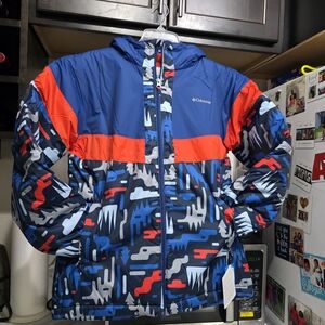 Columbia Blue and Red Hooded Jacket Youth Boys Size XL